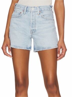 Agolde Light Blue High-Rise Denim Shorts